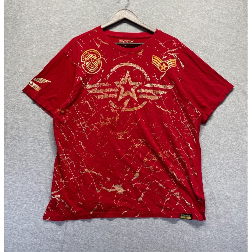 Switch Remarkable T Shirt Mens 3XL Red Gold Foil Military Graphic Print Cotton